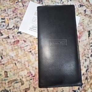 Vintage Christian Dior Black Leather Long Wallet